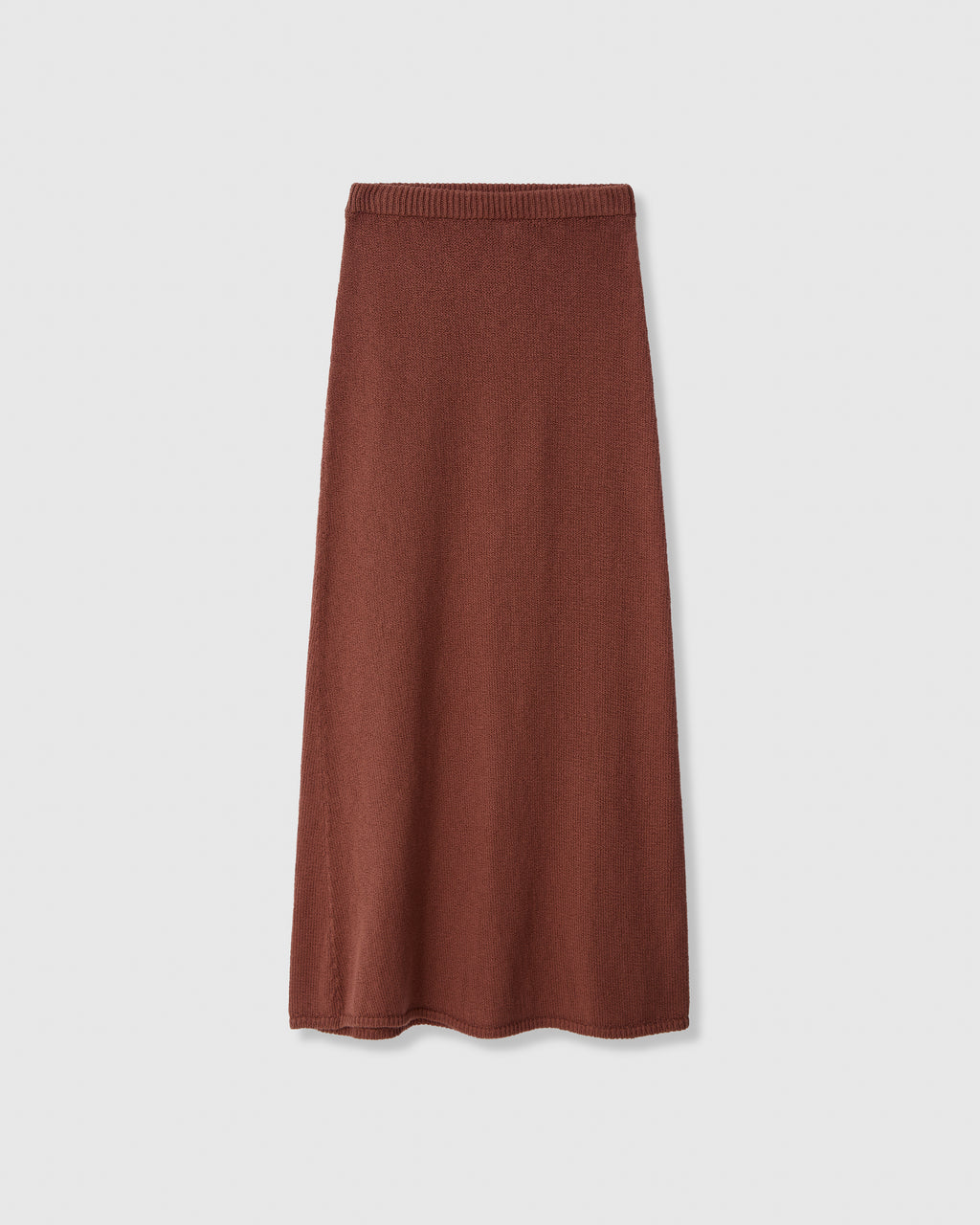 Casasola Martina Knitted Cotton Brown Midi Skirt - Front View