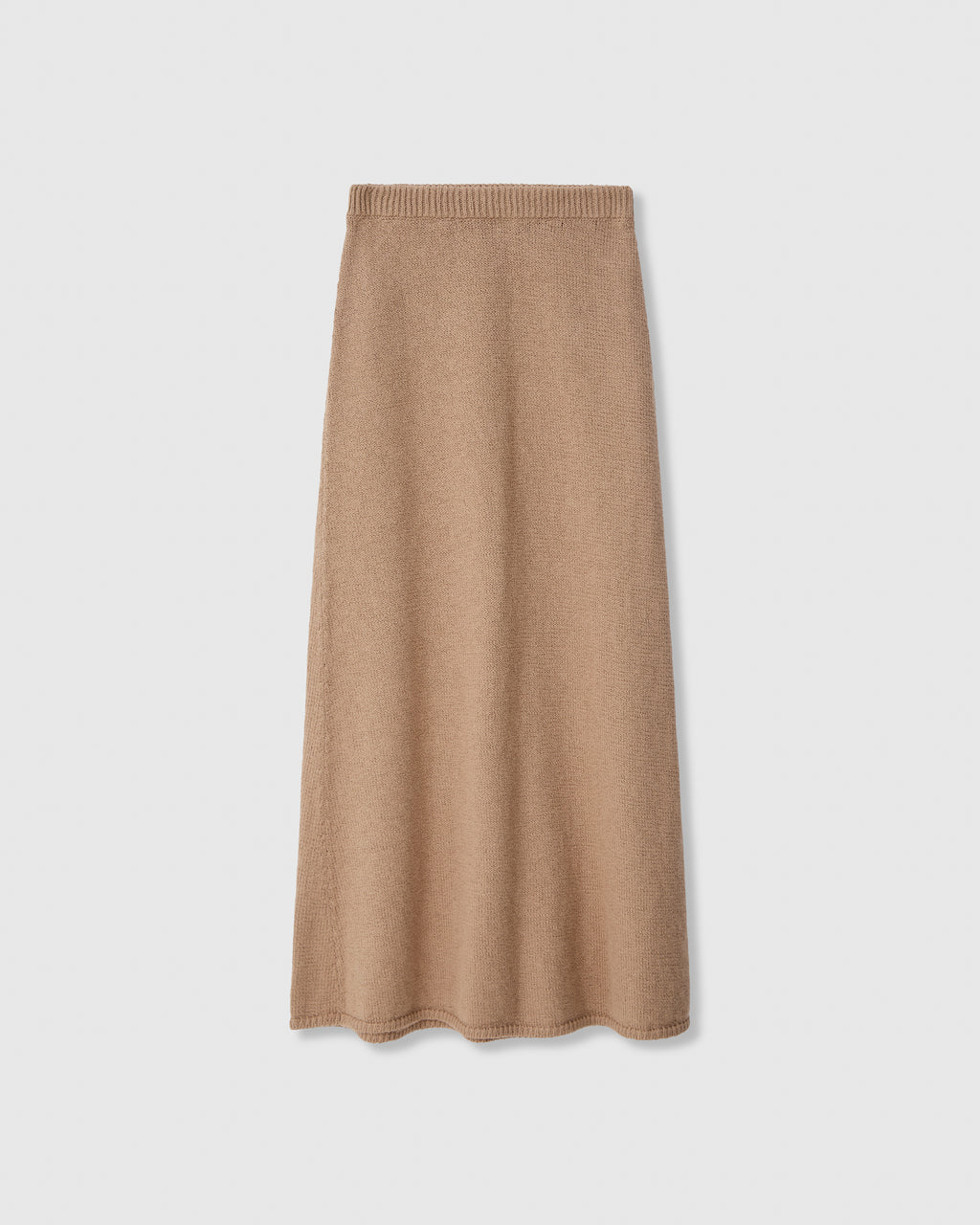 Casasola Martina Knitted Cotton Camel Midi Skirt - Front View