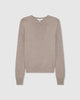 Casasola Mia Knitted Merino Wool Saddle Shoulder Crewneck in Beige - front view.