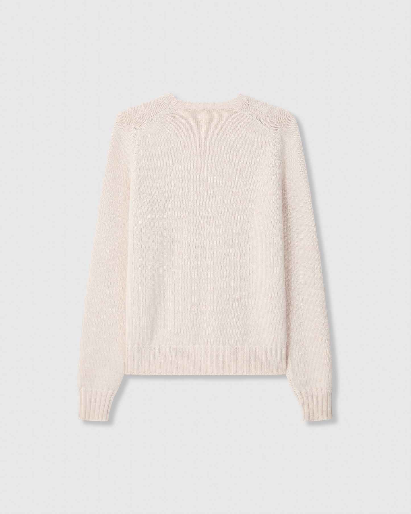 Casasola Mia Knitted Merino Wool Saddle Shoulder Crewneck in Sand - back view