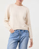 Model wears Casasola Nina knitted cotton crewneck white - front view