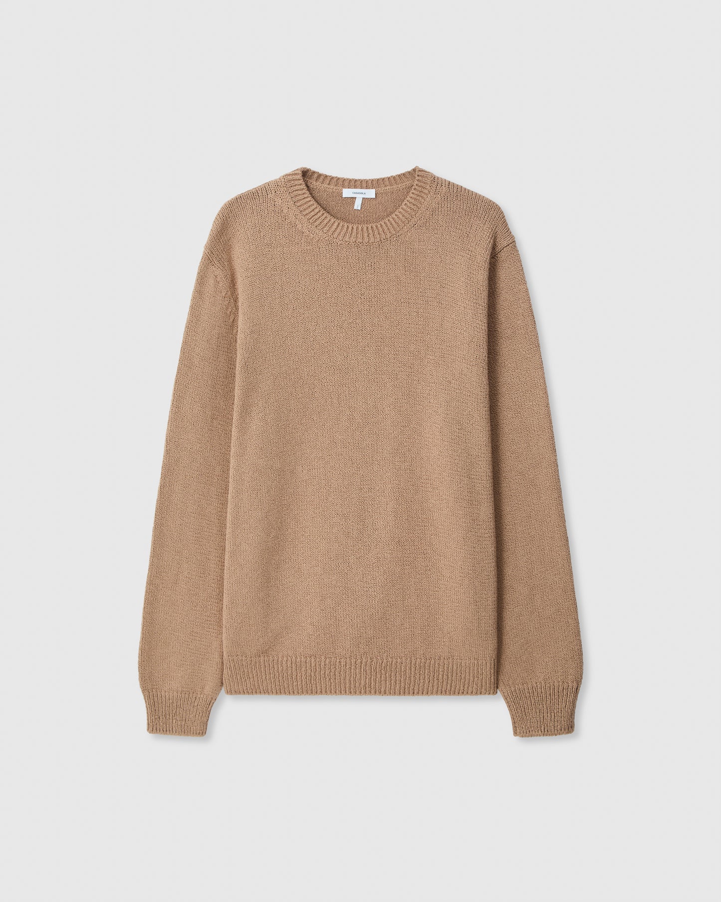 Casasola Nino Knitted Cotton Camel Crewneck - Front View