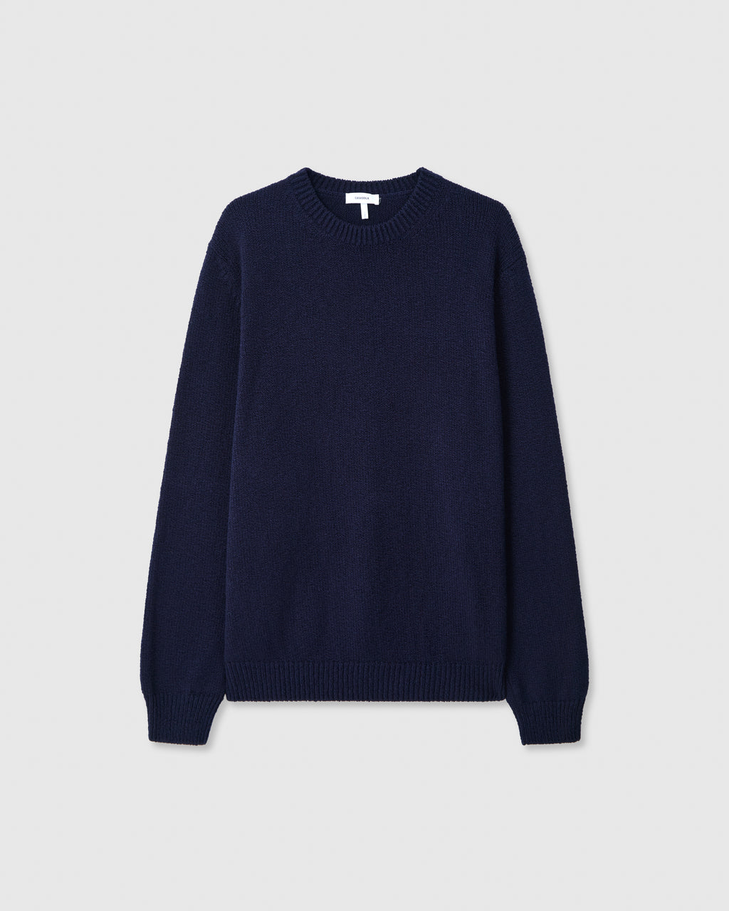 Casasola Nino Knitted Cotton Crewneck in Navy - Front View