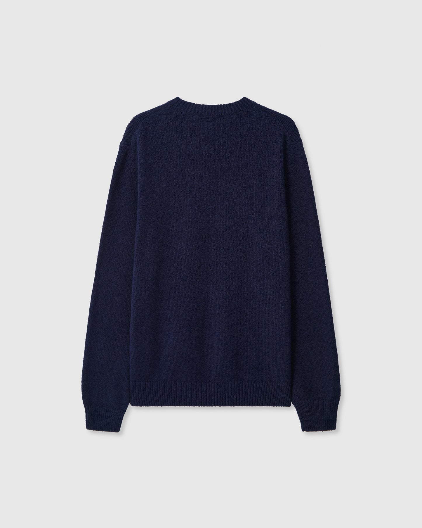 Casasola Nino Knitted Cotton Crewneck in Navy - Back View