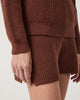 Woman wearing Ottavia knitted cotton brown crewneck - detail view