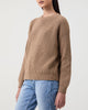 Woman wearing Casasola Ottavia heavyweight knitted cotton camel crewneck 