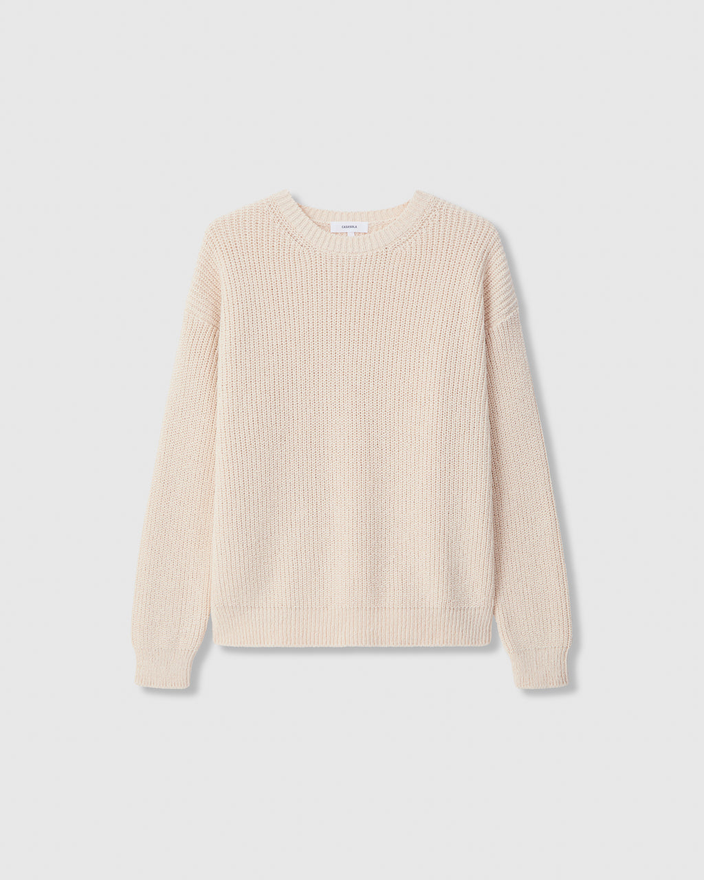 Casasola Ottavia knitted cotton white crewneck - Front View