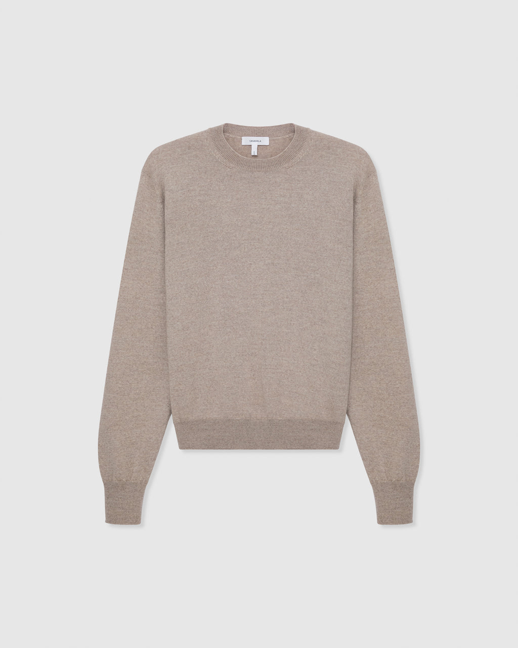 Casasola Pia knitted merino wool stone crewneck - front view