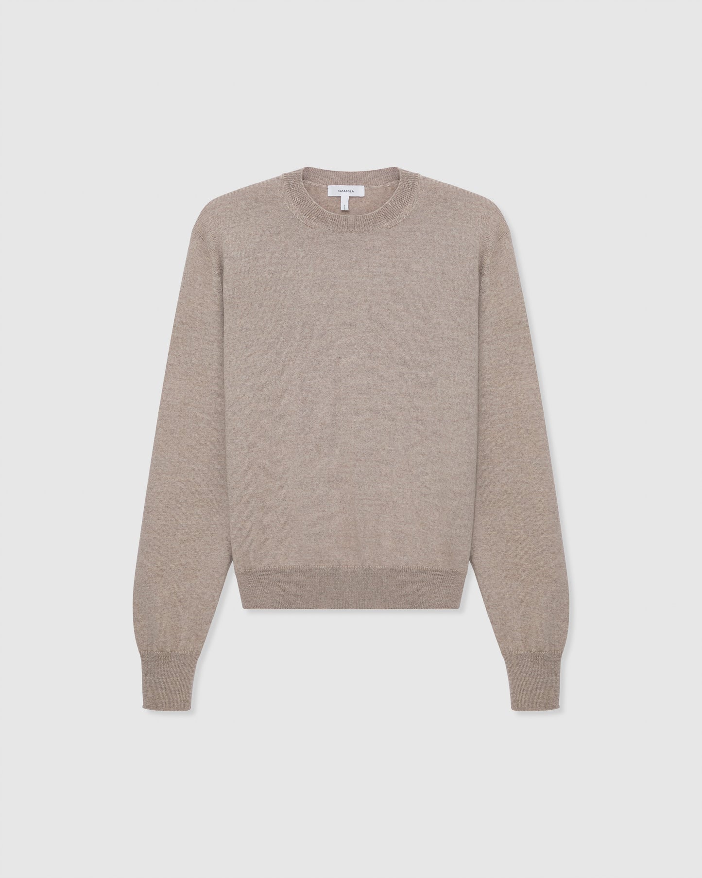 Casasola Pia knitted merino wool stone crewneck - front view