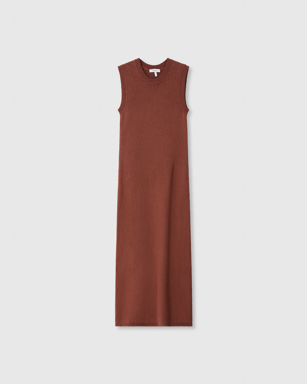 Casasola Violeta Knitted Cotton Brown Midi Dress - Front View