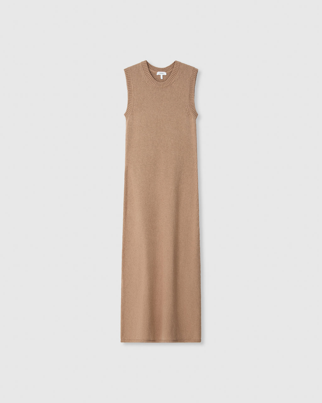 Casasola Violeta Knitted Cotton Camel Midi Dress - Front View