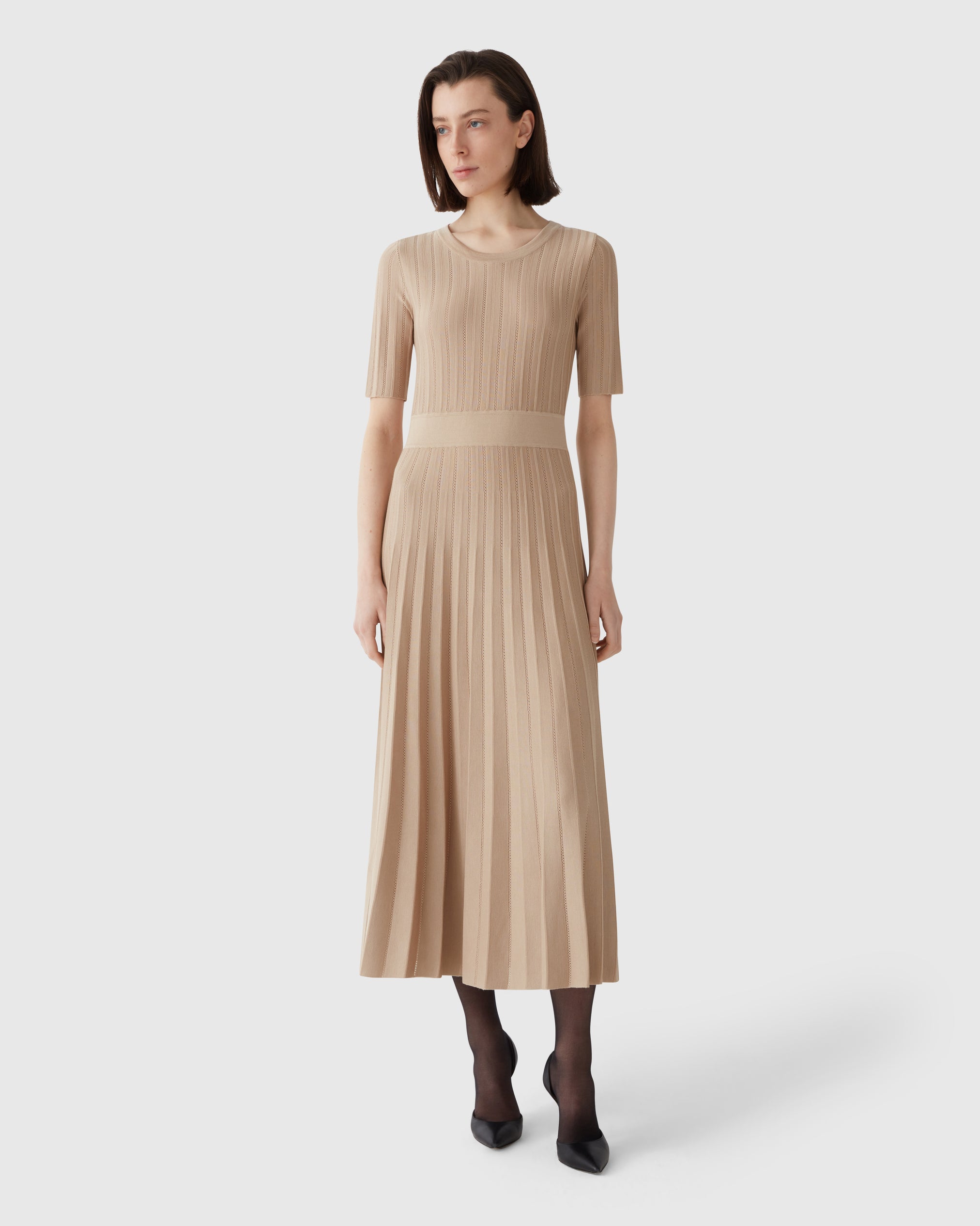 Annamaria Pointelle Dress Camel